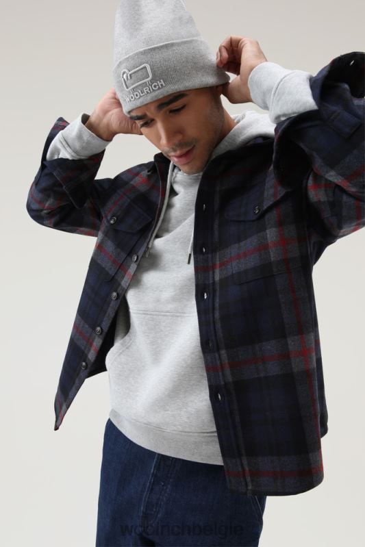 flanellen overshirt van wolmix gemaakt in de VS Woolrich Heren 8TTN0824 marine ruit kleding