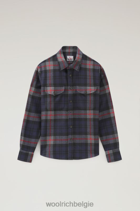 flanellen overshirt van wolmix gemaakt in de VS Woolrich Heren 8TTN0824 marine ruit kleding
