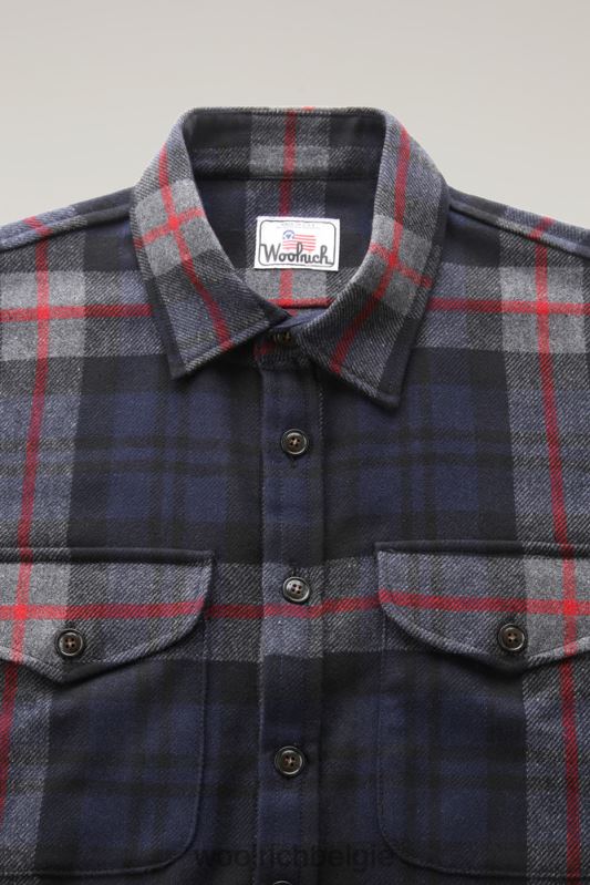 flanellen overshirt van wolmix gemaakt in de VS Woolrich Heren 8TTN0824 marine ruit kleding