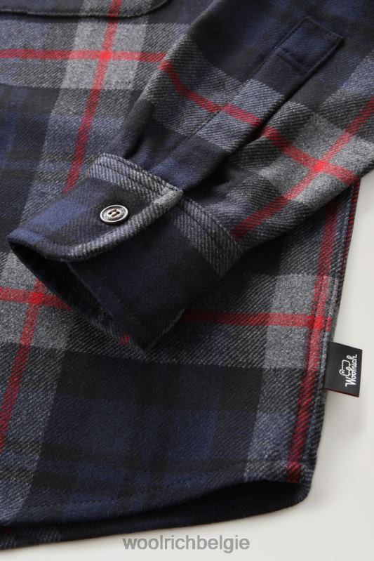 flanellen overshirt van wolmix gemaakt in de VS Woolrich Heren 8TTN0824 marine ruit kleding