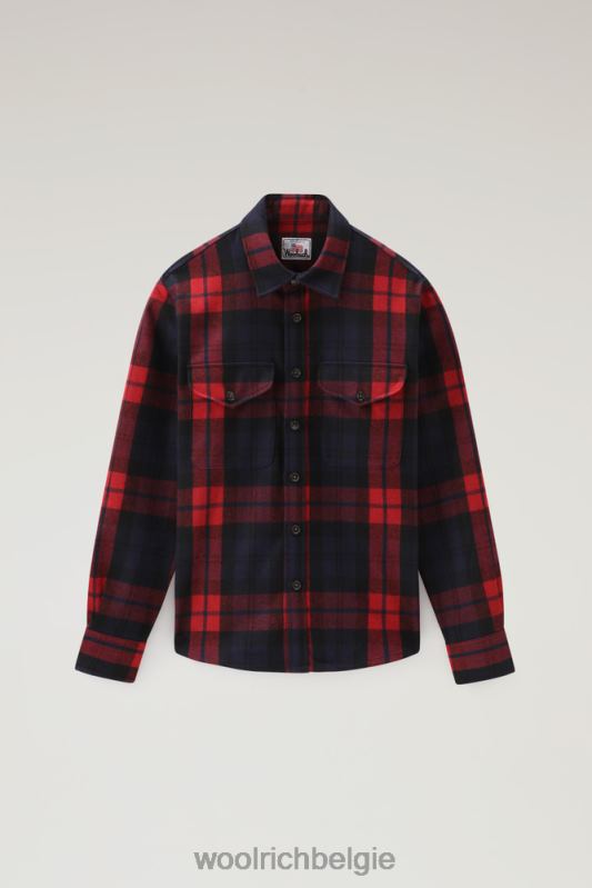 flanellen overshirt van wolmix gemaakt in de VS Woolrich Heren 8TTN0831 rood blauw ruitje kleding