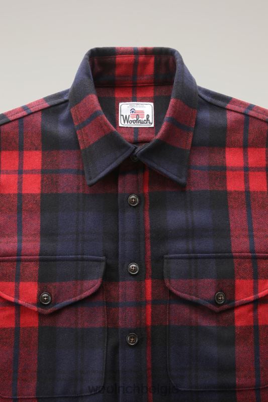 flanellen overshirt van wolmix gemaakt in de VS Woolrich Heren 8TTN0831 rood blauw ruitje kleding