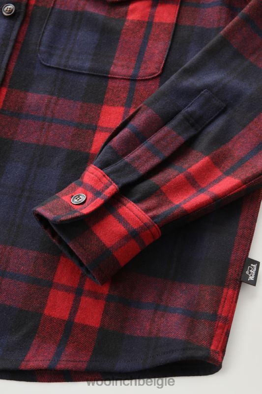 flanellen overshirt van wolmix gemaakt in de VS Woolrich Heren 8TTN0831 rood blauw ruitje kleding