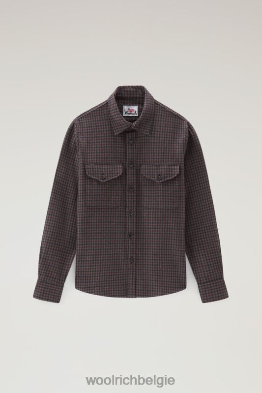 flanellen overshirt van wolmix gemaakt in de VS Woolrich Heren 8TTN0840 bruin blauwe ruit kleding