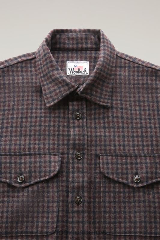flanellen overshirt van wolmix gemaakt in de VS Woolrich Heren 8TTN0840 bruin blauwe ruit kleding