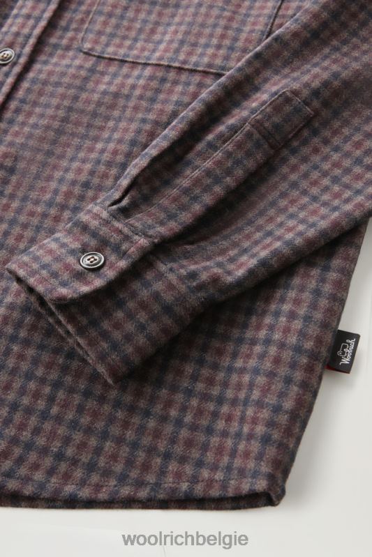 flanellen overshirt van wolmix gemaakt in de VS Woolrich Heren 8TTN0840 bruin blauwe ruit kleding
