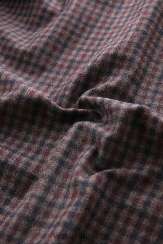flanellen overshirt van wolmix gemaakt in de VS Woolrich Heren 8TTN0840 bruin blauwe ruit kleding