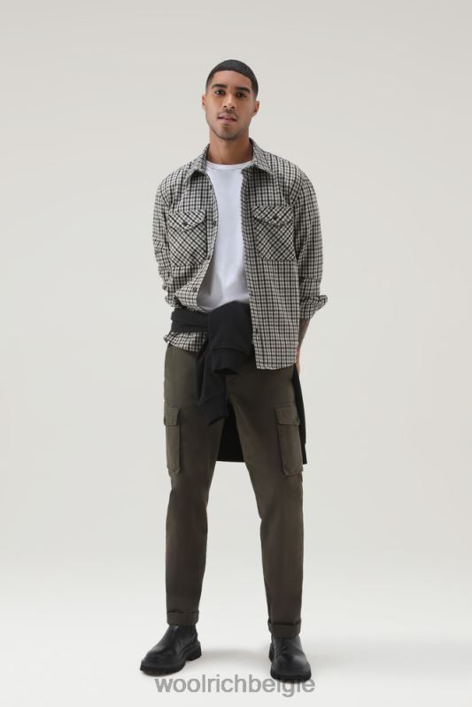flanellen overshirt van wolmix gemaakt in de VS Woolrich Heren 8TTN0852 crème cheque kleding