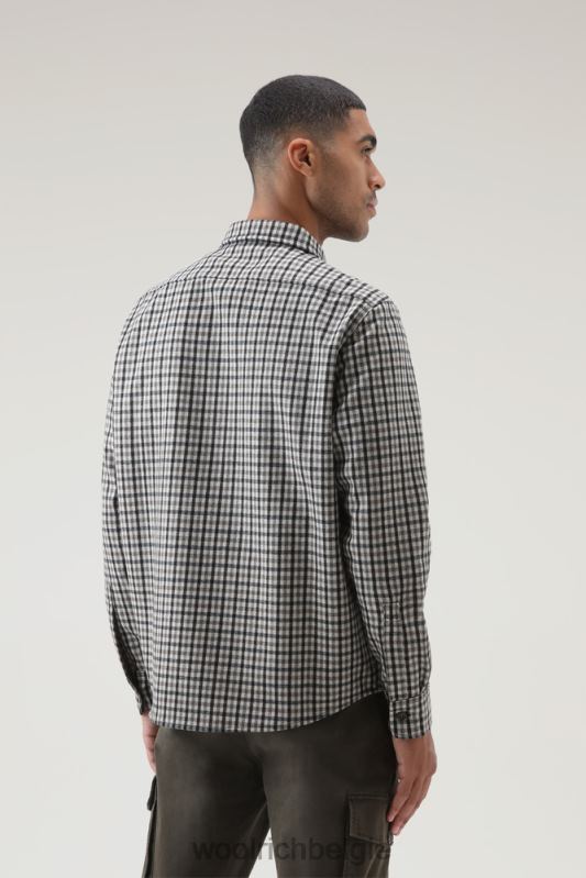flanellen overshirt van wolmix gemaakt in de VS Woolrich Heren 8TTN0852 crème cheque kleding