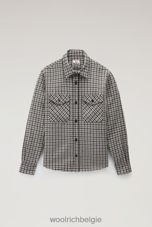flanellen overshirt van wolmix gemaakt in de VS Woolrich Heren 8TTN0852 crème cheque kleding