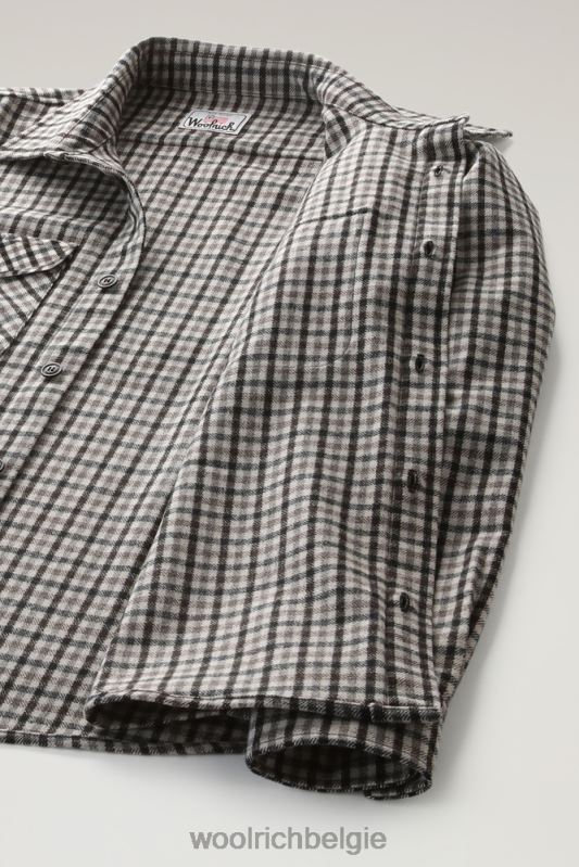 flanellen overshirt van wolmix gemaakt in de VS Woolrich Heren 8TTN0852 crème cheque kleding