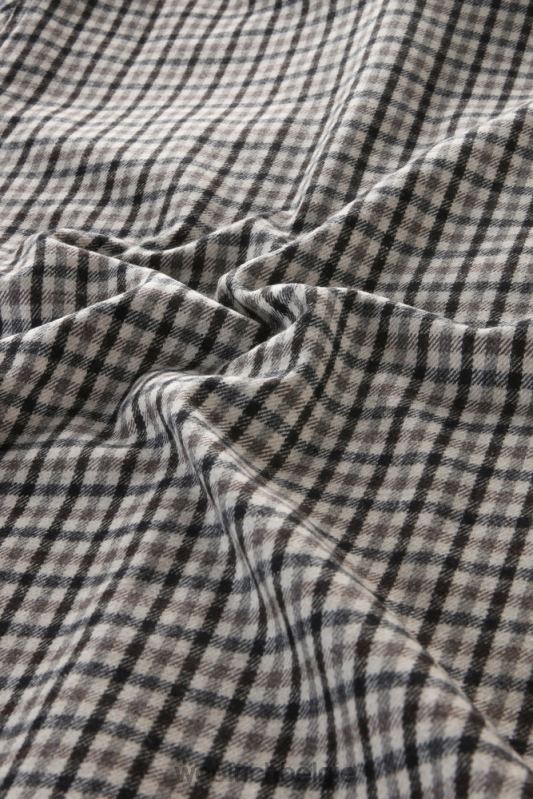 flanellen overshirt van wolmix gemaakt in de VS Woolrich Heren 8TTN0852 crème cheque kleding