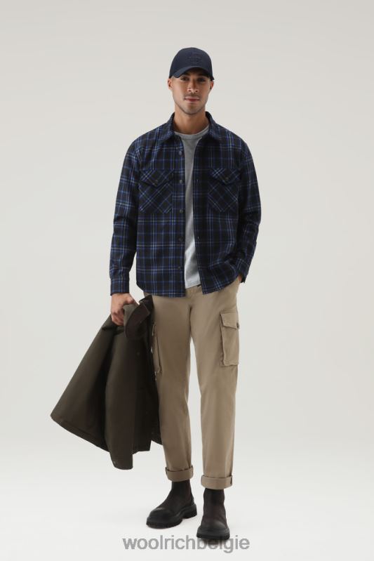 flanellen overshirt van wolmix gemaakt in de VS Woolrich Heren 8TTN0857 blauwe ruit kleding