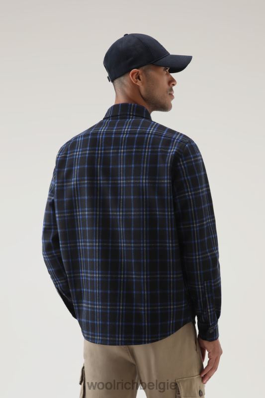 flanellen overshirt van wolmix gemaakt in de VS Woolrich Heren 8TTN0857 blauwe ruit kleding