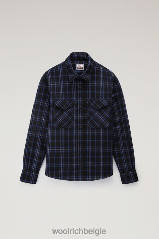 flanellen overshirt van wolmix gemaakt in de VS Woolrich Heren 8TTN0857 blauwe ruit kleding