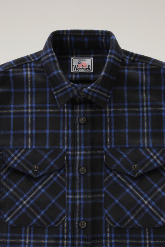flanellen overshirt van wolmix gemaakt in de VS Woolrich Heren 8TTN0857 blauwe ruit kleding