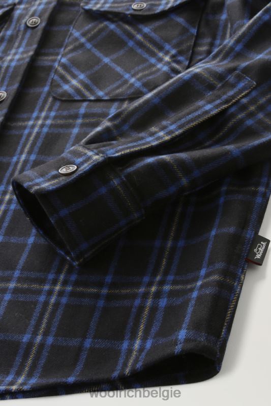 flanellen overshirt van wolmix gemaakt in de VS Woolrich Heren 8TTN0857 blauwe ruit kleding