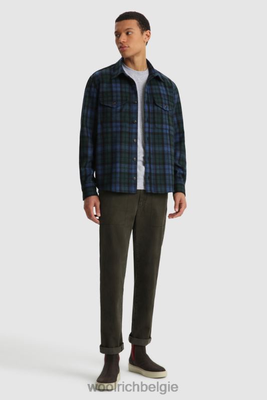 flanellen overshirt van wolmix gemaakt in de VS Woolrich Heren 8TTN0859 zwart horloge kleding