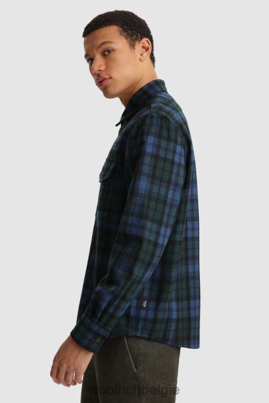 flanellen overshirt van wolmix gemaakt in de VS Woolrich Heren 8TTN0859 zwart horloge kleding