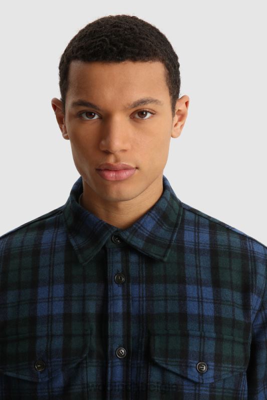 flanellen overshirt van wolmix gemaakt in de VS Woolrich Heren 8TTN0859 zwart horloge kleding