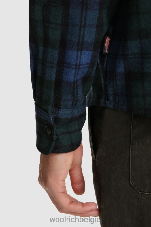 flanellen overshirt van wolmix gemaakt in de VS Woolrich Heren 8TTN0859 zwart horloge kleding