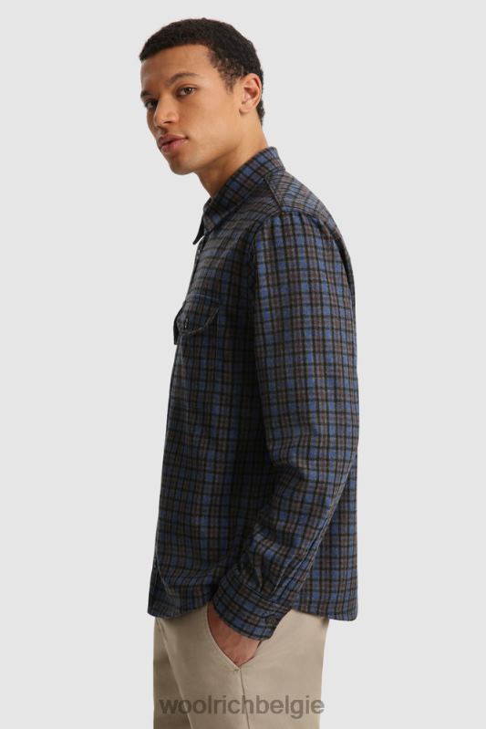 flanellen overshirt van wolmix gemaakt in de VS Woolrich Heren 8TTN0861 koninklijke grijze ruit kleding