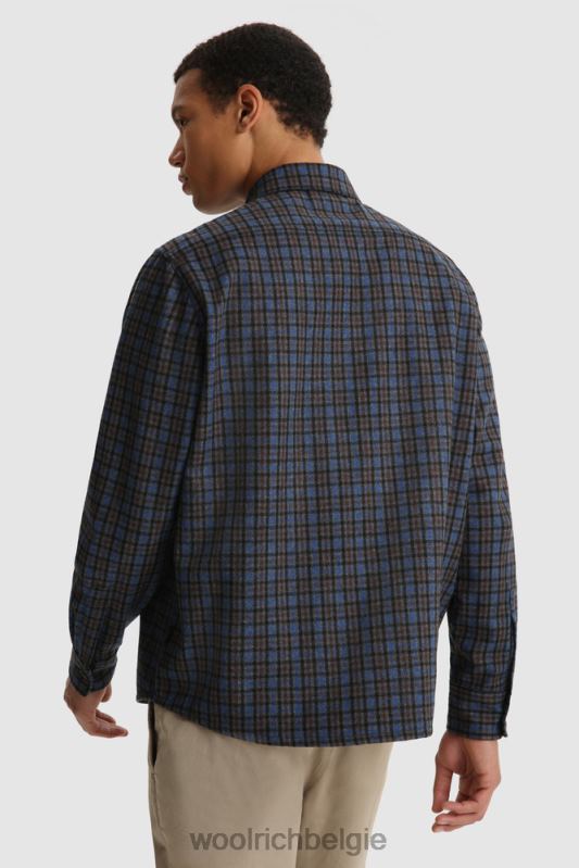 flanellen overshirt van wolmix gemaakt in de VS Woolrich Heren 8TTN0861 koninklijke grijze ruit kleding