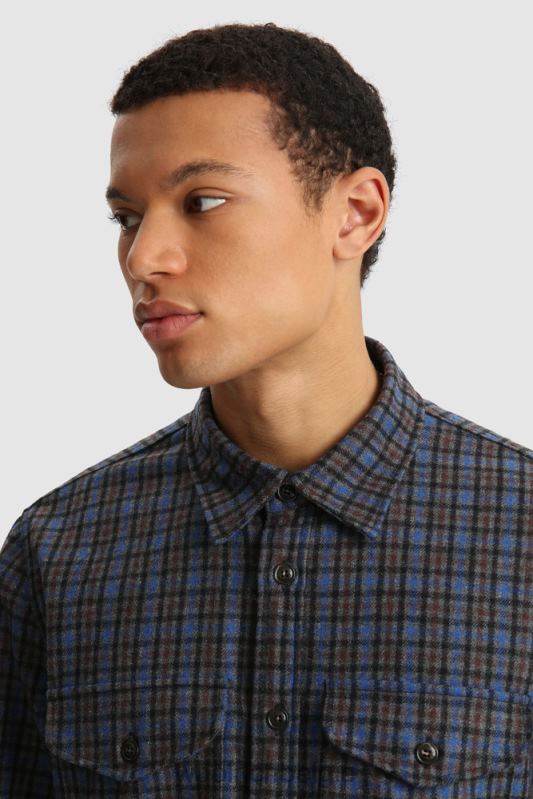 flanellen overshirt van wolmix gemaakt in de VS Woolrich Heren 8TTN0861 koninklijke grijze ruit kleding