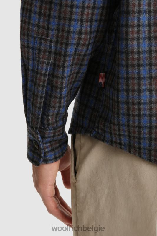 flanellen overshirt van wolmix gemaakt in de VS Woolrich Heren 8TTN0861 koninklijke grijze ruit kleding