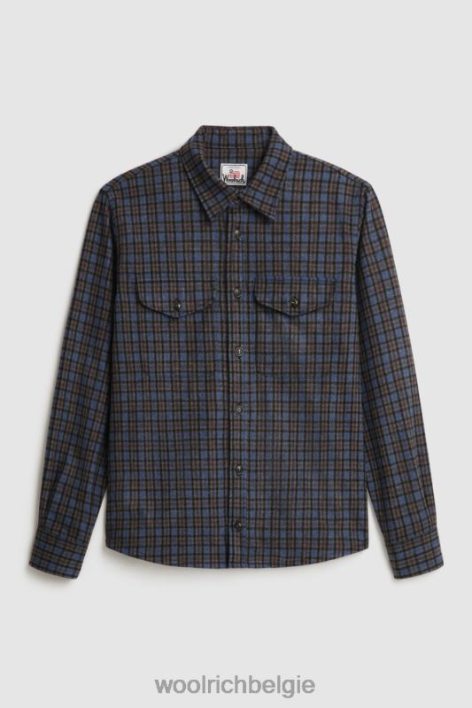 flanellen overshirt van wolmix gemaakt in de VS Woolrich Heren 8TTN0861 koninklijke grijze ruit kleding