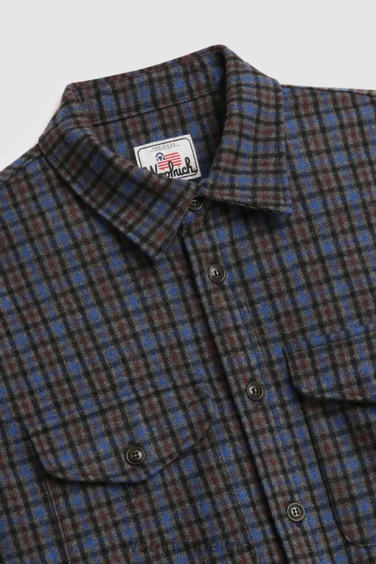 flanellen overshirt van wolmix gemaakt in de VS Woolrich Heren 8TTN0861 koninklijke grijze ruit kleding