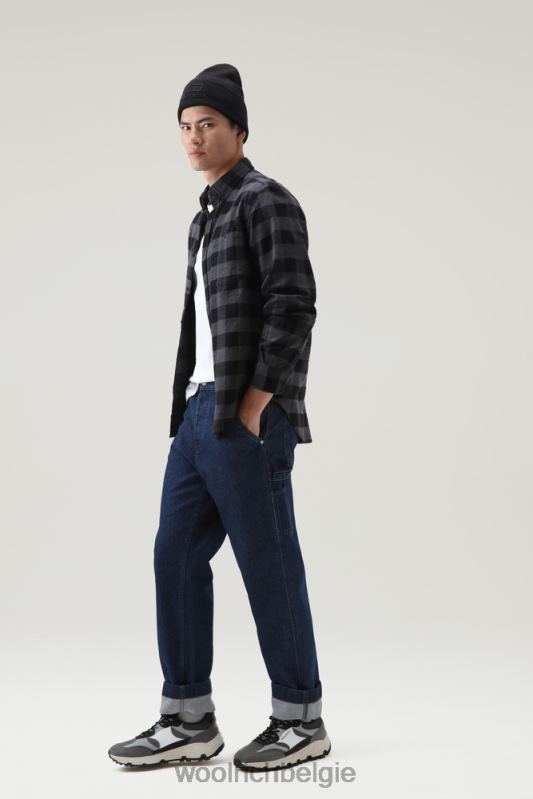 forel run flanellen geruit overhemd Woolrich Heren 8TTN0643 houtskool buffel kleding