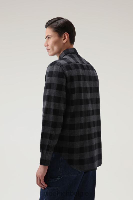 forel run flanellen geruit overhemd Woolrich Heren 8TTN0643 houtskool buffel kleding