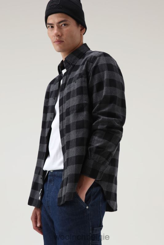 forel run flanellen geruit overhemd Woolrich Heren 8TTN0643 houtskool buffel kleding