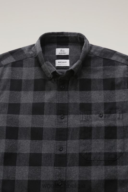 forel run flanellen geruit overhemd Woolrich Heren 8TTN0643 houtskool buffel kleding