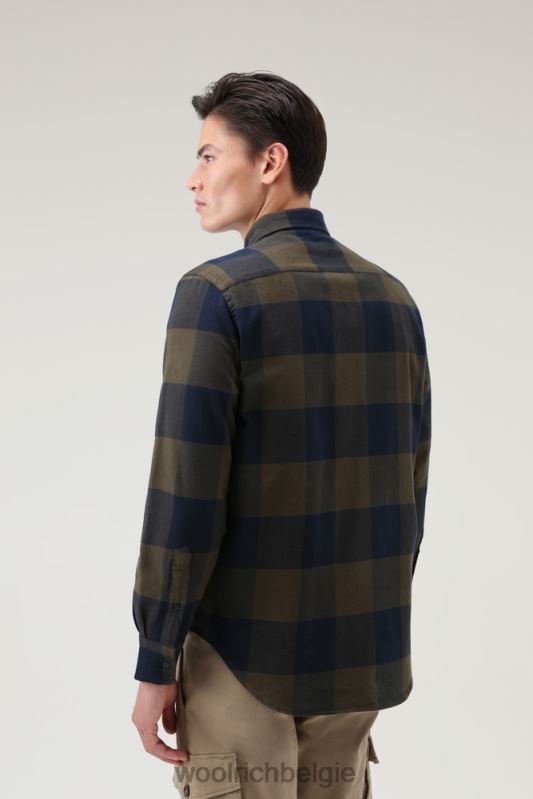 forel run flanellen geruit overhemd Woolrich Heren 8TTN0736 donkergroene buffel kleding