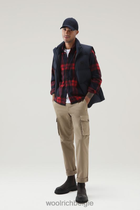 forel run geruit flanellen overhemd van een wolmix Woolrich Heren 8TTN0836 rood blauw ruitje kleding