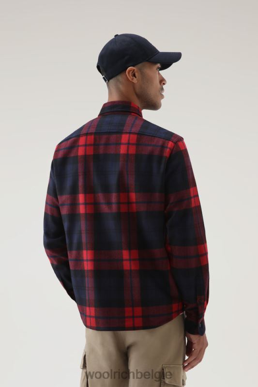 forel run geruit flanellen overhemd van een wolmix Woolrich Heren 8TTN0836 rood blauw ruitje kleding