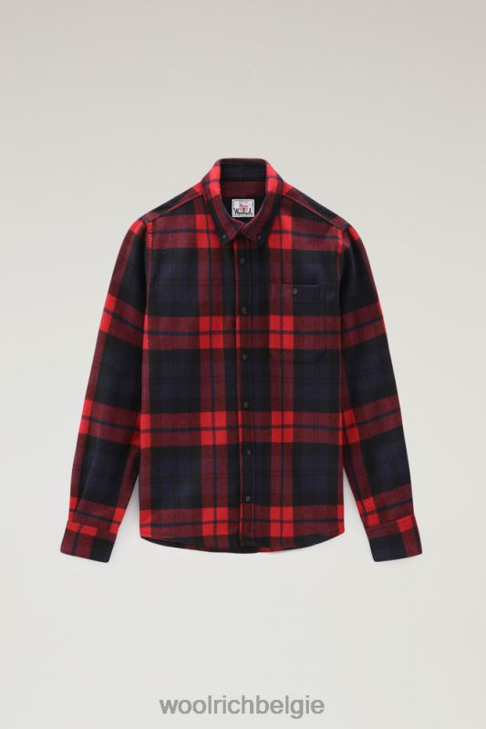 forel run geruit flanellen overhemd van een wolmix Woolrich Heren 8TTN0836 rood blauw ruitje kleding