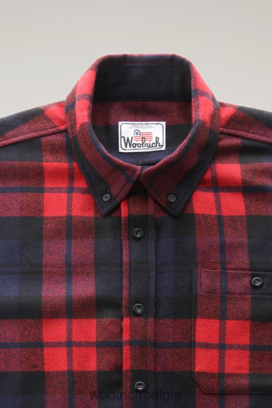 forel run geruit flanellen overhemd van een wolmix Woolrich Heren 8TTN0836 rood blauw ruitje kleding