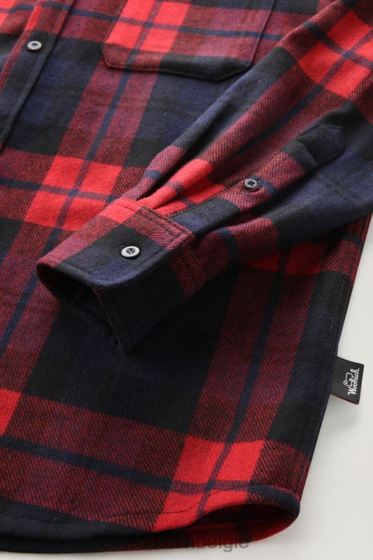 forel run geruit flanellen overhemd van een wolmix Woolrich Heren 8TTN0836 rood blauw ruitje kleding