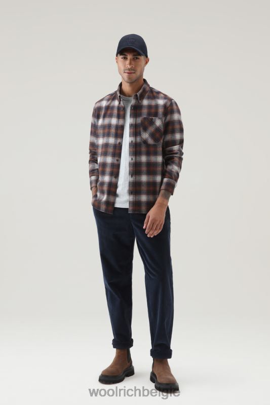 forel run geruit flanellen overhemd van een wolmix Woolrich Heren 8TTN0843 oranje vinkje kleding