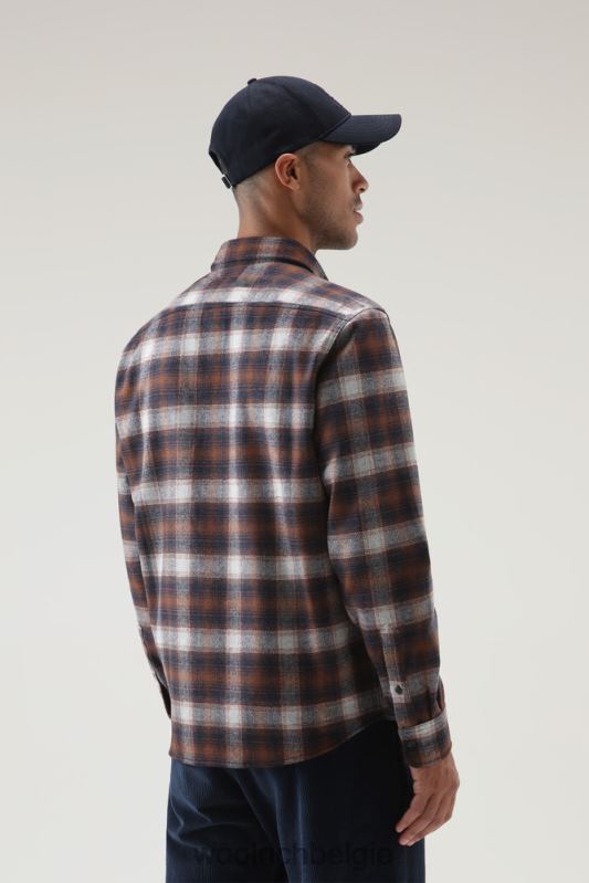 forel run geruit flanellen overhemd van een wolmix Woolrich Heren 8TTN0843 oranje vinkje kleding