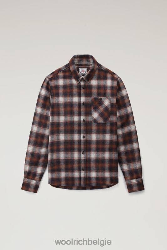 forel run geruit flanellen overhemd van een wolmix Woolrich Heren 8TTN0843 oranje vinkje kleding