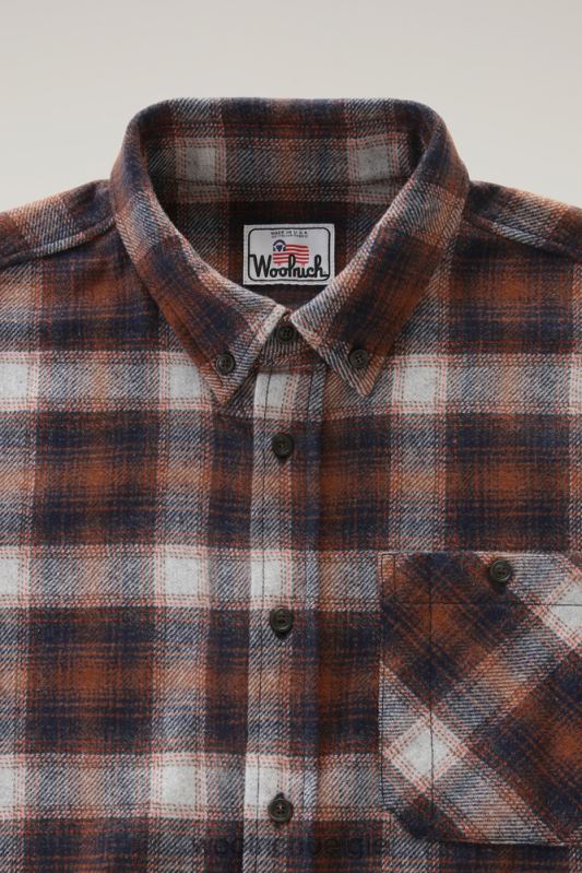 forel run geruit flanellen overhemd van een wolmix Woolrich Heren 8TTN0843 oranje vinkje kleding