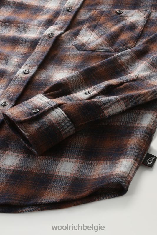 forel run geruit flanellen overhemd van een wolmix Woolrich Heren 8TTN0843 oranje vinkje kleding