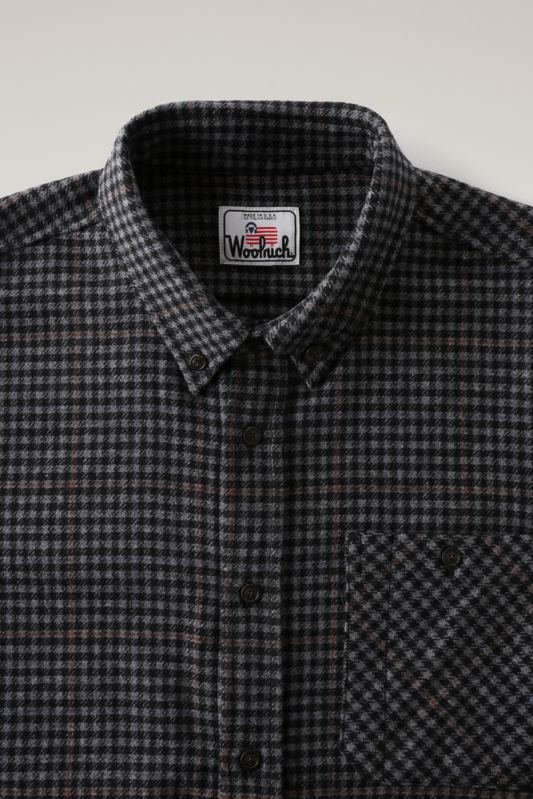 forel run geruit flanellen overhemd van een wolmix Woolrich Heren 8TTN0847 grijze ruit kleding