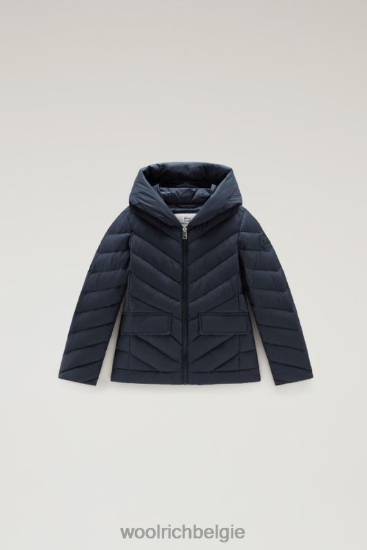 g Sundance donsjack met capuchon Woolrich meisjes 8TTN0866 Melton blauw kleding