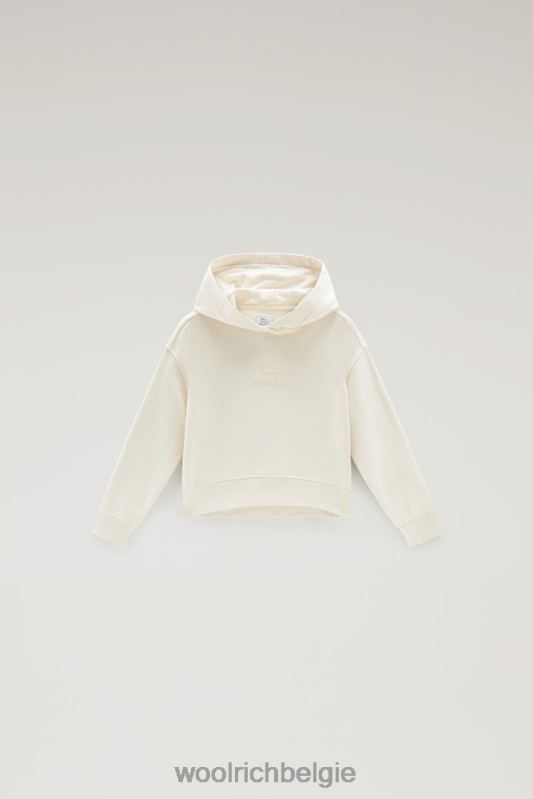 g essentiële hoodie van puur katoen Woolrich meisjes 8TTN0873 melkachtige crème kleding