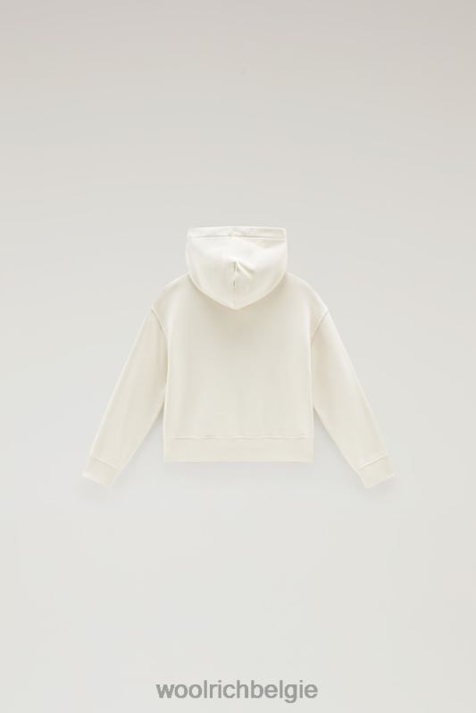 g essentiële hoodie van puur katoen Woolrich meisjes 8TTN0873 melkachtige crème kleding